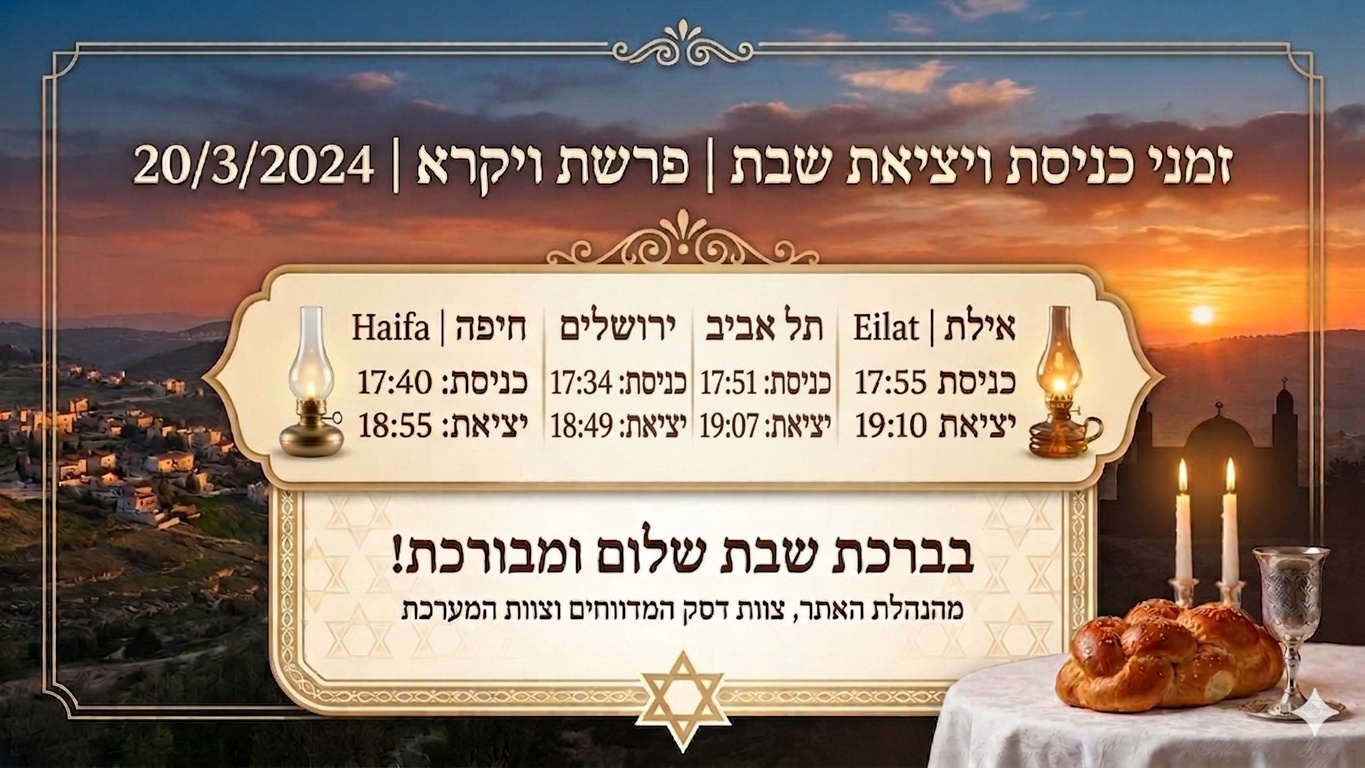 זמני שבת ויקרא 2026